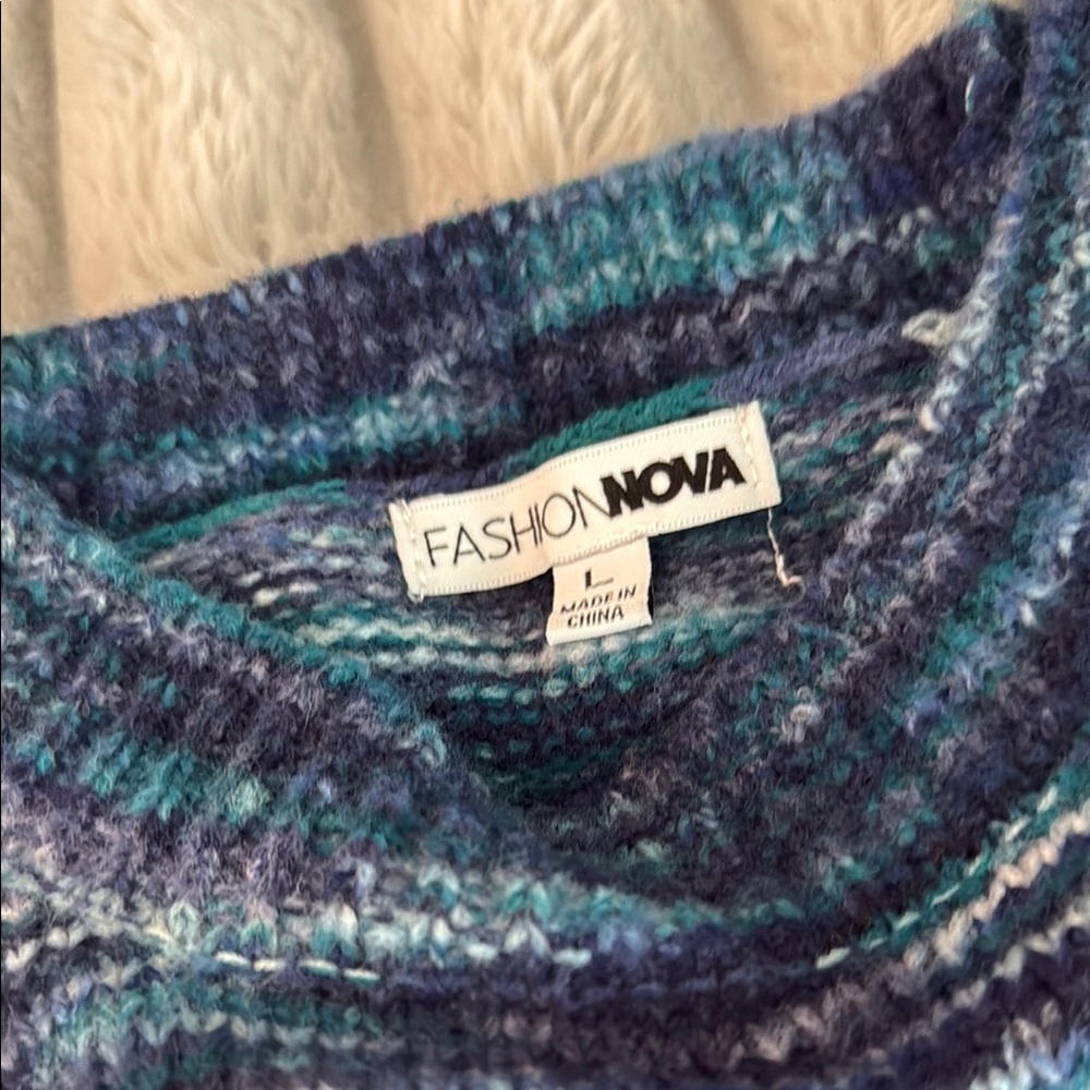Fashion Nova Multicolor Knit Sweater with Tie Detail - Picture 6 of 9